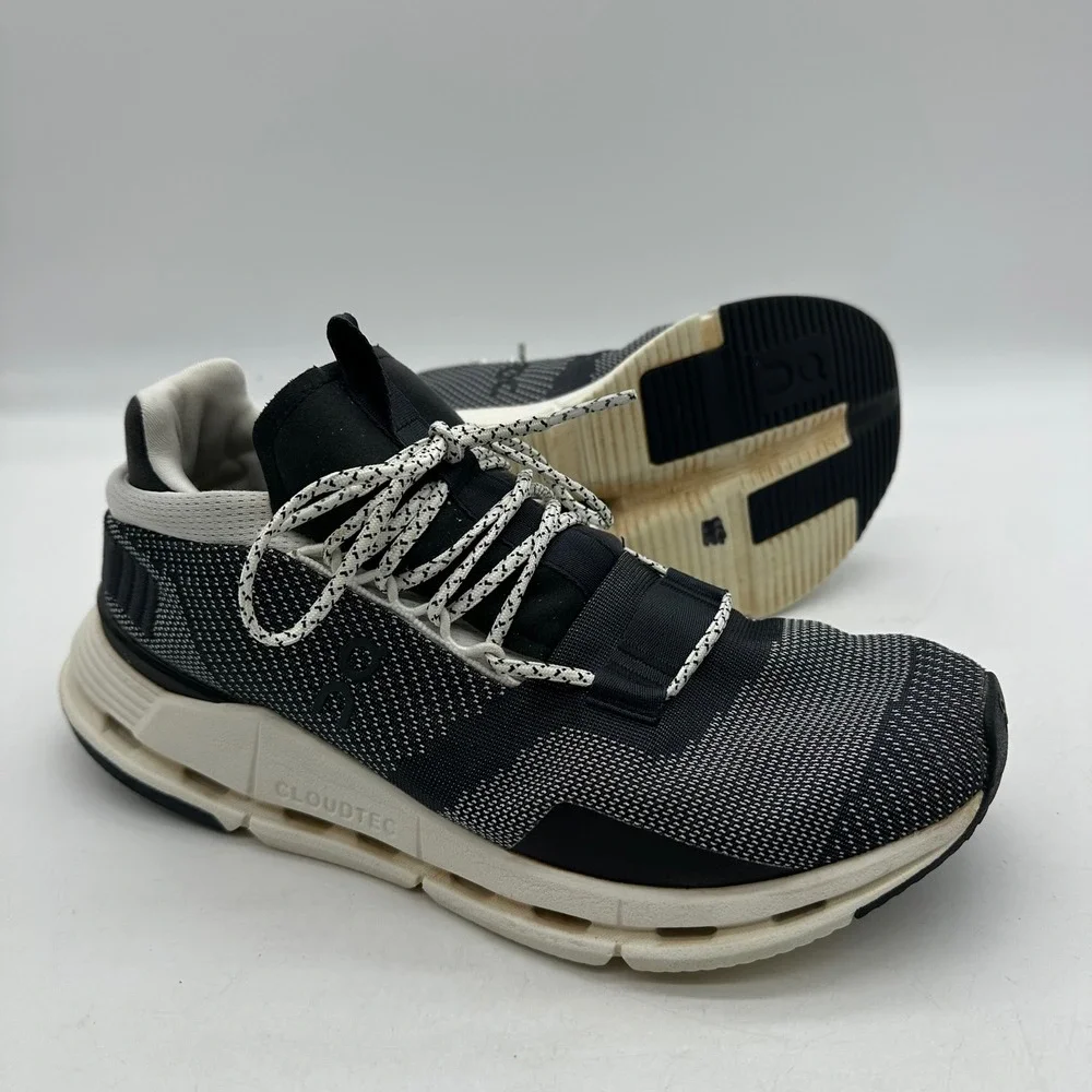 On Running 26.99677 Womens Size 9.5 Black White Cloudnova Sneaker Athletic Shoes